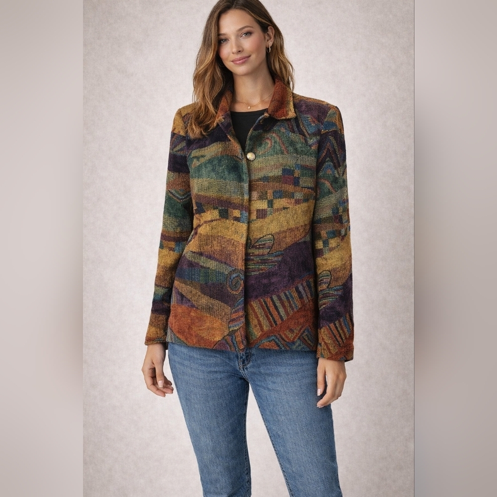 Vintage Expose Tapestry Blazer Sz M - Picture 6 of 6